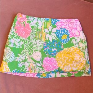 Lilly Pulitzer Floral Skort in Green, Pink, and Yellow